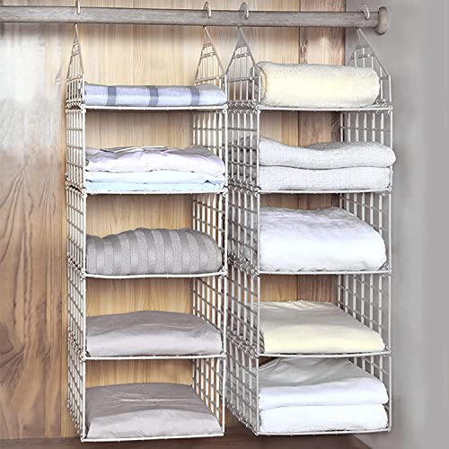 GOYOR 4-Shelf Plastic Hanging Closet Organizer, Collapsible Hanging Closet Shelves, Hanging Organizer for Closet & RV, White, 31" H X 11" W X 11" D, 1-Pack.