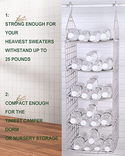 GOYOR 4-Shelf Plastic Hanging Closet Organizer, Collapsible Hanging Closet Shelves, Hanging Organizer for Closet & RV, White, 31" H X 11" W X 11" D, 1-Pack.