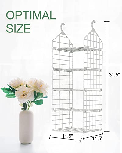 GOYOR 4-Shelf Plastic Hanging Closet Organizer, Collapsible Hanging Closet Shelves, Hanging Organizer for Closet & RV, White, 31" H X 11" W X 11" D, 1-Pack.