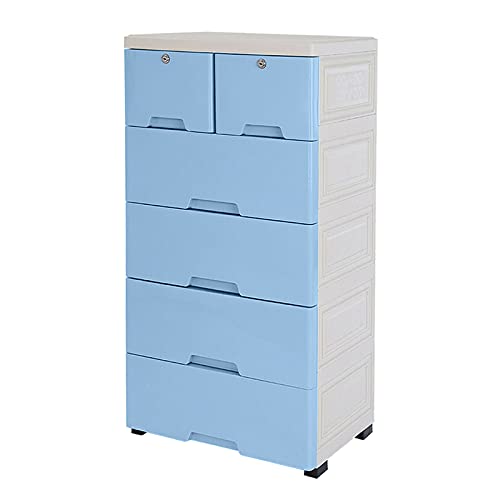 mignonnememe 6 Drawer Dresser Storage Organizer Plastic Tall Dresser Closet Drawers Storage Tower for Hallway Living Room Bedroom 50x35x102cm Blue