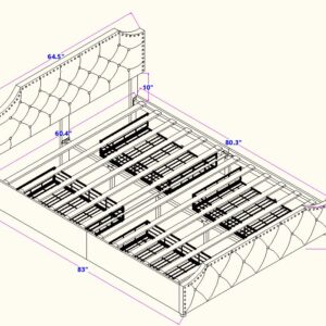 ANJ Queen Bed Frame with 4 Drawers, Adjustable Button Tufted Headboard, Velvet Upholstered Platform Bed with Easy-Assembly Wood slats, Fits 6" to 12" Mattress, Queen Size, Grey