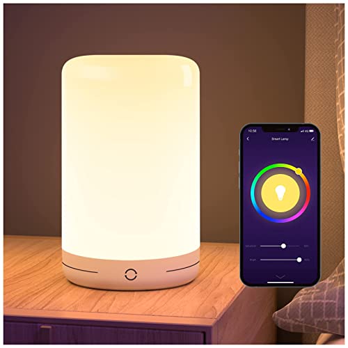 Beantech Smart Lamp, WiFi Smart Desk Lamp Compatible with Alexa & Google Assistant for Voice Control, Ideal for Bedside Lamp or Table Lamp, Multi-Color, Dimmable, Smart LED Lamp, (Packaging May Vary)