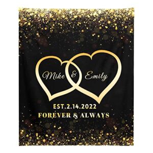 wish tree custom anniversary blanket gifts with name & date, personalized gifts for 1st 5th 10th 15th anniversary, custom blanket for couple, wedding for wife husband couple flannel