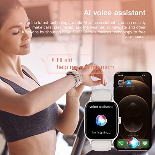 Smart Watch (Receive & Dial), 2023 Newest 1.85" TFT HD Touch Screen, Smart Watch for Women Men with Fitness Tracker, Smart Watch for Android iPhone with Text, Pedometer, Heart Rate (Starlight)
