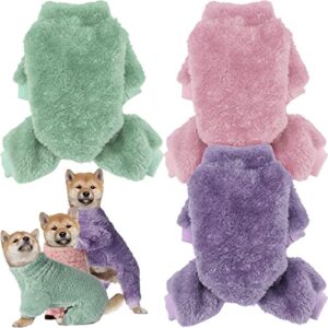 3 pieces dog pajamas for small dogs puppy clothes winter coats for dogs elastic pajamas for dogs fluffy dog jumpsuit high collar dog fleece sweater 4 legs dog bodysuit for small dogs (l)