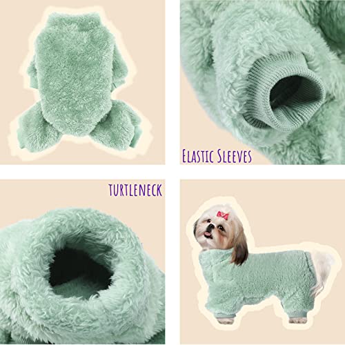 3 Pieces Dog Pajamas for Small Dogs Puppy Clothes Winter Coats for Dogs Elastic Pajamas for Dogs Fluffy Dog Jumpsuit High Collar Dog Fleece Sweater 4 Legs Dog Bodysuit for Small Dogs (L)