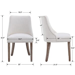 chairus Dining Chairs Set of 4 Mid Century Modern Living Room Chairs with Wood Legs Comfy Upholstered Linen Fabric Side Chair for Kitchen/Restaurant/Bedroom, Cream White