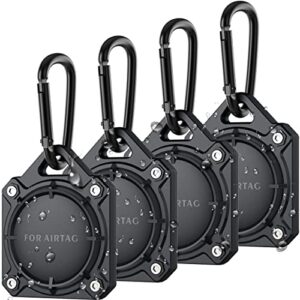 hbt waterproof airtag holder/airtag keychain case, fully enclosed, durable, secure protector for airtag with key ring (4pack)