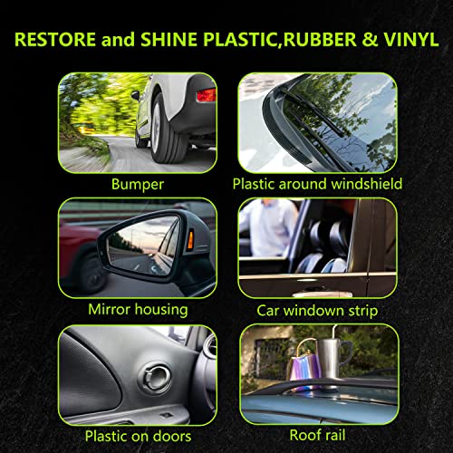 Plastic Restorer for Cars Ceramic Plastic Coating Trim Restore, Resists Water, UV Rays, Dirt, Ceramic Coating, Restores Faded and Dull Plastic, Rubber, Vinyl Back to Black! Last Over 400 Washes,100ml