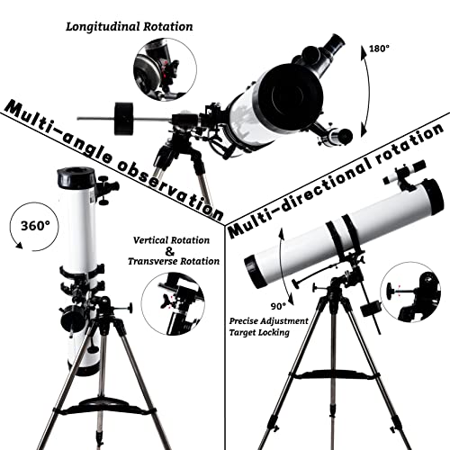 ESSENWI 114EQ Reflector Telescope for Adult Astronomy Beginners - Comes with 3 Eyepieces, 3X Barlow Lens, Moon Filter, and Phone Adapter