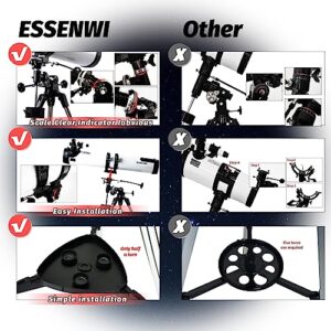 ESSENWI 114EQ Reflector Telescope for Adult Astronomy Beginners - Comes with 3 Eyepieces, 3X Barlow Lens, Moon Filter, and Phone Adapter