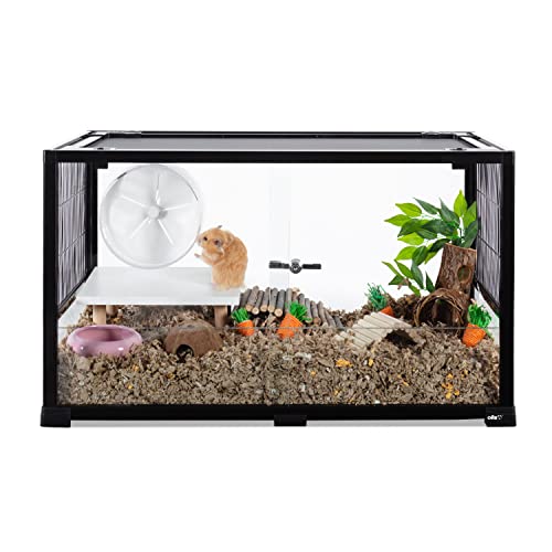OIIBO Glass Hamster Cage 40 Gallon Large Hamster Cage with Sliding Front Door, 32" L x 16" W x 18" H Chew-Proof Small Animal Cage for Dwarf Syrian Hamster Hedgehog Gerbils Guinea Pigs