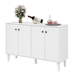 Panana Sideboard Buffet Cabinet Kitchen Storage Cabinet Living Room 4 Doors Console Table (White)