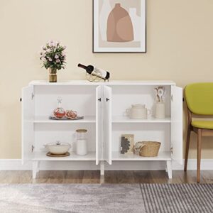 Panana Sideboard Buffet Cabinet Kitchen Storage Cabinet Living Room 4 Doors Console Table (White)