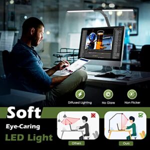 VSATEN LED Desk Lamps for Home Office, 24W Double Head Architect Clamp Desk Lamp with Light Sensor Function, 5 Color Modes, Eye Protection Desk Light Bar for Monitor Studio Reading