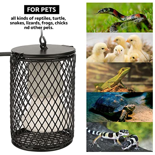 Bird Heat Lamp, 100w Ceramic Heat Emitter Heater Lamp Bulbs with Power Switch & anti biting Hanging Hook Design for Pet Brooder Coop Chicken Lizard Snake Aquarium (US Plug 110 to 120v)(Black)