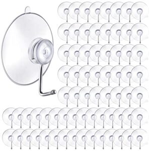 unittype 120 pieces suction cup wall hooks pvc reusable clear suction cups with metal hooks practical hanging supplies without nails for wall door glass window kitchen bathroom shower, 45 mm