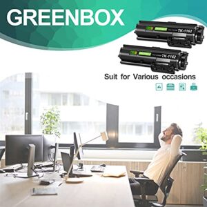 GREENBOX Compatible TK1162 1T02RY0US0 Toner Cartridge Replacement for Kyocera TK-1162 1162 Use for Ecosys P2040DW P2040 P2040DN Laser Printers (2-Pack BK)