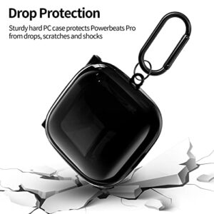 Powerbeats Pro Case Cover, Filoto Hard Case for Powerbeats Pro Wireless Earbuds Full Body Shockproof Protective Charging Case Skin with Keychain Accessories for Men Women (Black)