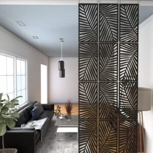 room divider hanging screen - style palm, 12 panels 11x22 inches (ebony wood)