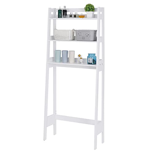 HomGarden Over The Toilet Organizer, 3-Shelf MDF Bathroom Space Saver Storage for Living Room Restroom Laundry, White