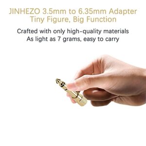 JINHEZO 1/4 to 3.5mm Adapter Headphone Jack, 6.35mm Male to 3.5mm Female Stereo Audio Jack Adapter for Aux Cable, Guitar Amplifier, Headphone, 6 Pack Golden