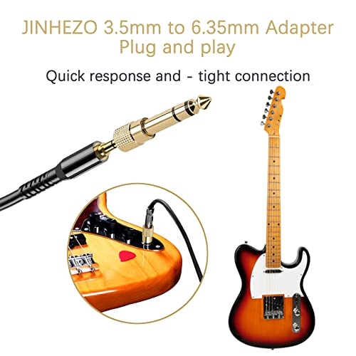 JINHEZO 1/4 to 3.5mm Adapter Headphone Jack, 6.35mm Male to 3.5mm Female Stereo Audio Jack Adapter for Aux Cable, Guitar Amplifier, Headphone, 6 Pack Golden