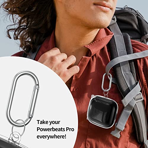 Powerbeats Pro Case Cover, Filoto Hard Case for Powerbeats Pro Wireless Earbuds Full Body Shockproof Protective Charging Case Skin with Keychain Accessories for Men Women (Clear)