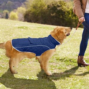 Malier Dog Winter Coat, Windproof Dog Cold Weather Coats with Real Pocket, Winter Dog Extra Warm Coat Dog Fleece Jacket Reflective Dog Clothes for Small Medium Large Dogs and Puppy (Large, Blue)