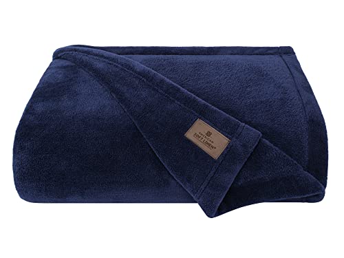 American Soft Linen Bedding Fleece Blanket Queen Size 85x90 inch Oversized Plush Fuzzy Cozy Soft Blanket for Bed, Sofa, Couch, Navy Blue