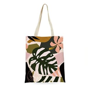 zcyxuuw tote bag, tote bag for, tote bag aesthetic, tote bag for women, s, teacher, waterproof reusable grocery bags shopping beach bag, palm leaves print boho tropical plant leaf decor