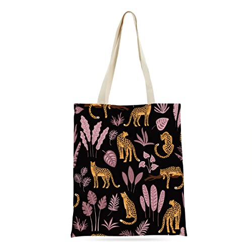 zcyxuuw Tote Bag, Tote Bag for, Tote Bag Aesthetic, Tote Bag for Women, s, Teacher, Waterproof Reusable Grocery Bags Shopping Beach Bag, Cheetah Leopard Print Jungle Animal Gifts