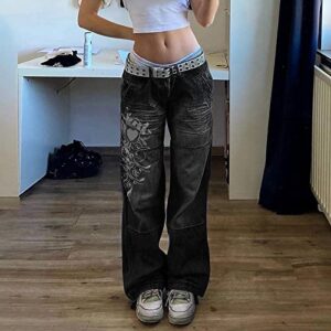 Women's Low Waist Cargo Pants Casual Solid Color Harajuku Vintage Y2K Low Rise Baggy Jogger Relaxed Cinch Pants Fu-KZ1010-22