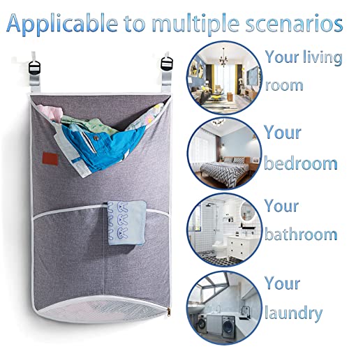 Hanging Laundry Hamper Bag Large Opening Large Capacity Expandableof Over The Door Laundry Hamper With 2 Over Over Door Hookand And Height-adjustable Webbing Hanging Laundry Bag For Clothes Storage