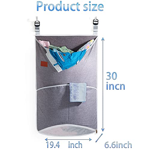 Hanging Laundry Hamper Bag Large Opening Large Capacity Expandableof Over The Door Laundry Hamper With 2 Over Over Door Hookand And Height-adjustable Webbing Hanging Laundry Bag For Clothes Storage