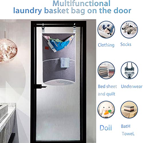 Hanging Laundry Hamper Bag Large Opening Large Capacity Expandableof Over The Door Laundry Hamper With 2 Over Over Door Hookand And Height-adjustable Webbing Hanging Laundry Bag For Clothes Storage