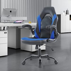 OLIXIS PU Leather Padded Blue Black Gaming Office Desk Chair