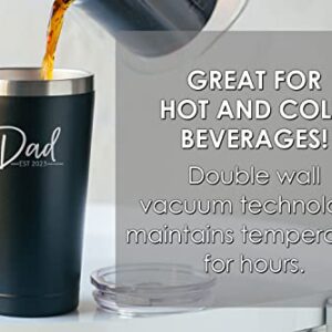 New Dad Gifts for Men - Dad EST 2023, 16 oz Insulated Coffee Tumbler with Lid - First Time Dad Gifts for Fathers Day - Gifts for New Dad - New Parents Gifts for Dads Ideas - Dad Tumbler Cup - Black
