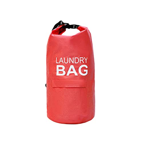 AOKID Large Storage Basket Space Saving 600D Oxford Cloth Laundry Hamper with Adjustable Shoulder Strap Tall Laundry Bag for Family Bedroom Red