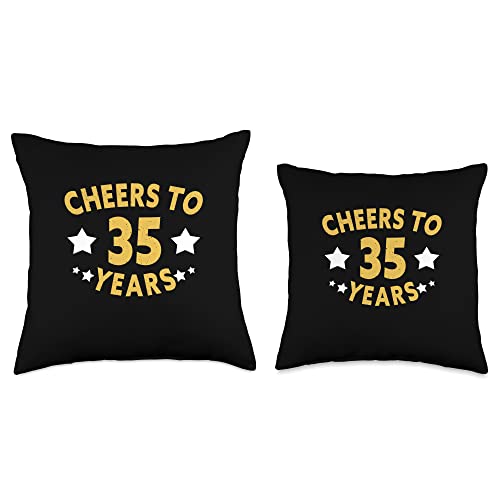 Funny 35th Birthday Designs Cheers to 35 Years Funny 35th Birthday Throw Pillow, 18x18, Multicolor