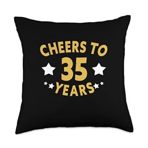 funny 35th birthday designs cheers to 35 years funny 35th birthday throw pillow, 18x18, multicolor