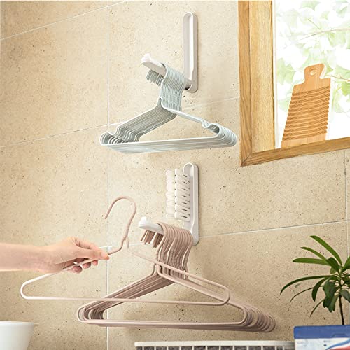 Door Hanger Organizer for Closet,Hanger Organizer Stacker,2 Pack White,Comes with 6 Pieces of Non-Marking Stickers,Sticker in Closet, Wall,Space Saver,Laundry Hanger Stacker Organizer Stand Plastic
