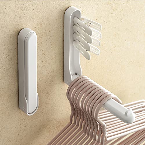 Door Hanger Organizer for Closet,Hanger Organizer Stacker,2 Pack White,Comes with 6 Pieces of Non-Marking Stickers,Sticker in Closet, Wall,Space Saver,Laundry Hanger Stacker Organizer Stand Plastic