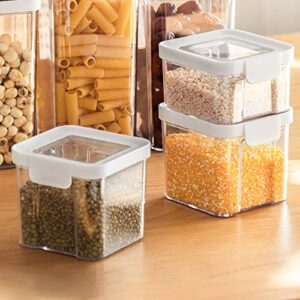 Pantry Storage Containers Set with Lids Airtight,4 Pieces Square 460ml/15oz,Clear Plastic Cereal Storage Containers, Air Tight Pantry Organization and Storage for Sugar Pasta Protein Powder Oat
