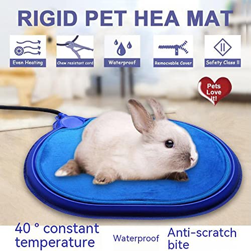 Pet Heat Pad for Cats Dogs Electric Heating Mat 40℃/104℉Constant Temperature Indoor Safety Waterproof Heated Pad Mat Bed with Chew Resistant Cord,Blue,33.5x44cm