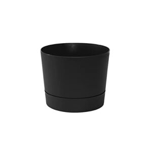 root & vessel majestic mid-century modern low profile cylinder pot, matte black, 8.5"