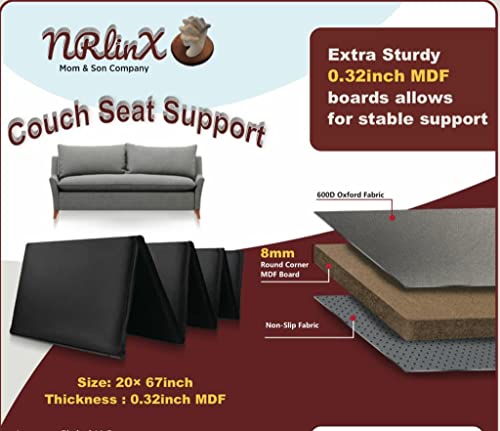 NRlinX™ Sofa Cushion Support Board Extra Long Dimension Prevent Sagging Sofa & Posture Support & Cushion Seat & Adjustable/Foldable Sofa Support Boards (67X20X0.3 in) Approved for Long Sofa