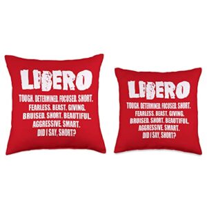 Volleybragswag Volleyball Player Gift Ideas Libero Tough. Determined. Focused. Short. Fearless. Beast. Throw Pillow, 16x16, Multicolor