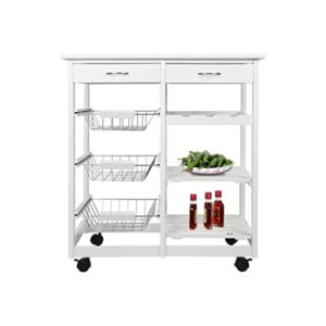 shypt 4 tier storage trolley cart kitchen organizer bathroom movable storage shelf wheels household stand holder furniture (color : white, size : 4 tier)