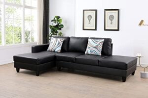 star home living lenardo sectional sofa, black